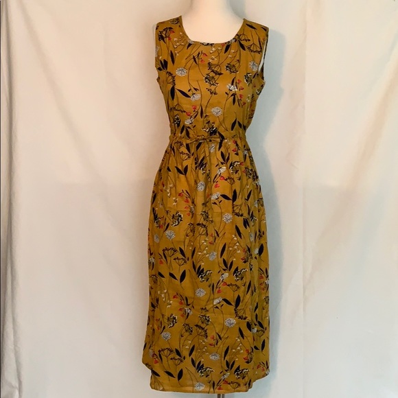 🎉🥳HP🥳🎉Golden Floral Drawstring Tank Dress - Picture 6 of 7